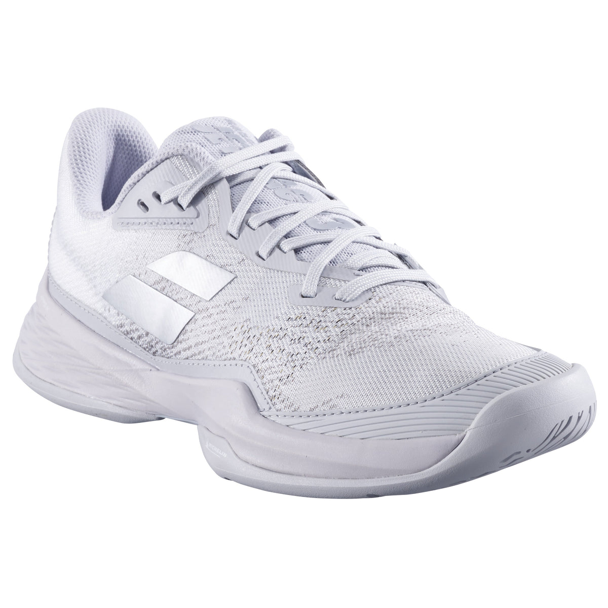 Babolat Jet Mach 3 All Court Women's Shoe 2025 - White/Grey - three-quarter view
