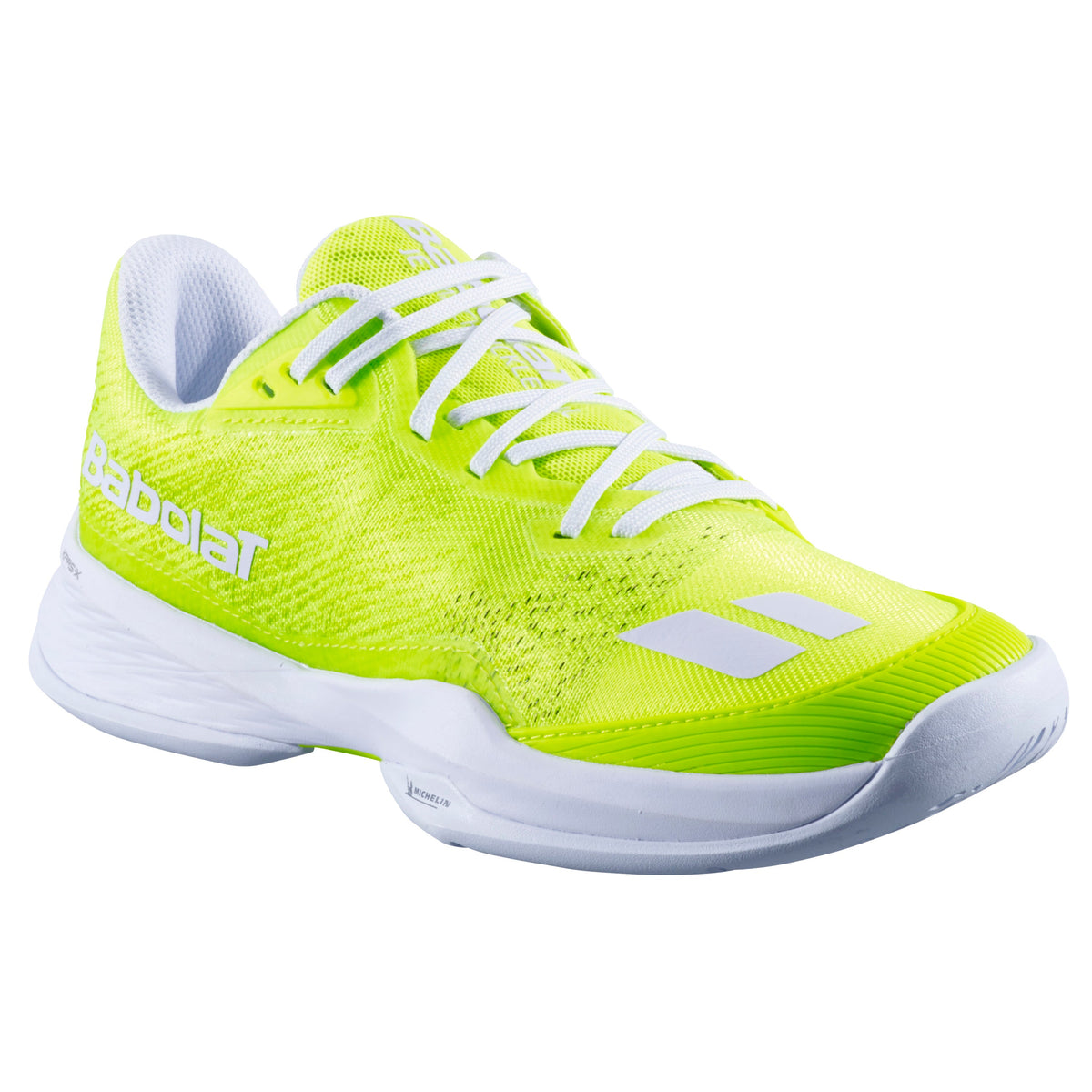 Babolat Jet Mach Pickleball Women's Shoe - FluoYellow/White - three-quarter view