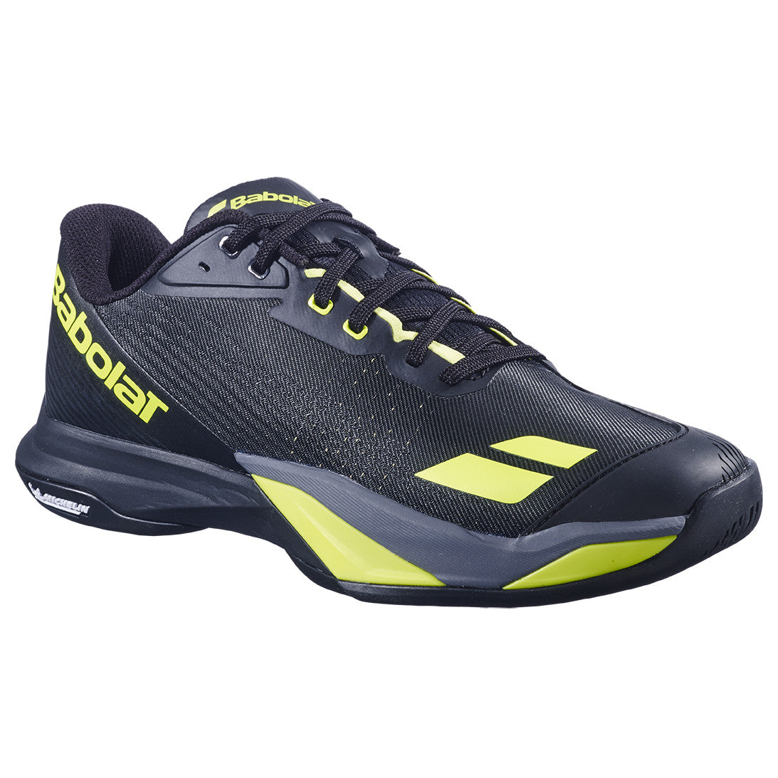 Babolat Jet Mach 4 All Court Men's Shoes 2026 - Black/Yellow - three-quarter view