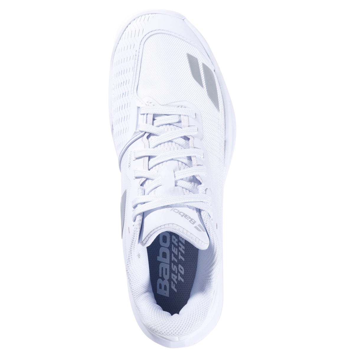 Babolat Jet Mach 4 All Court Women's Shoe 2026 - White/Silver - top view