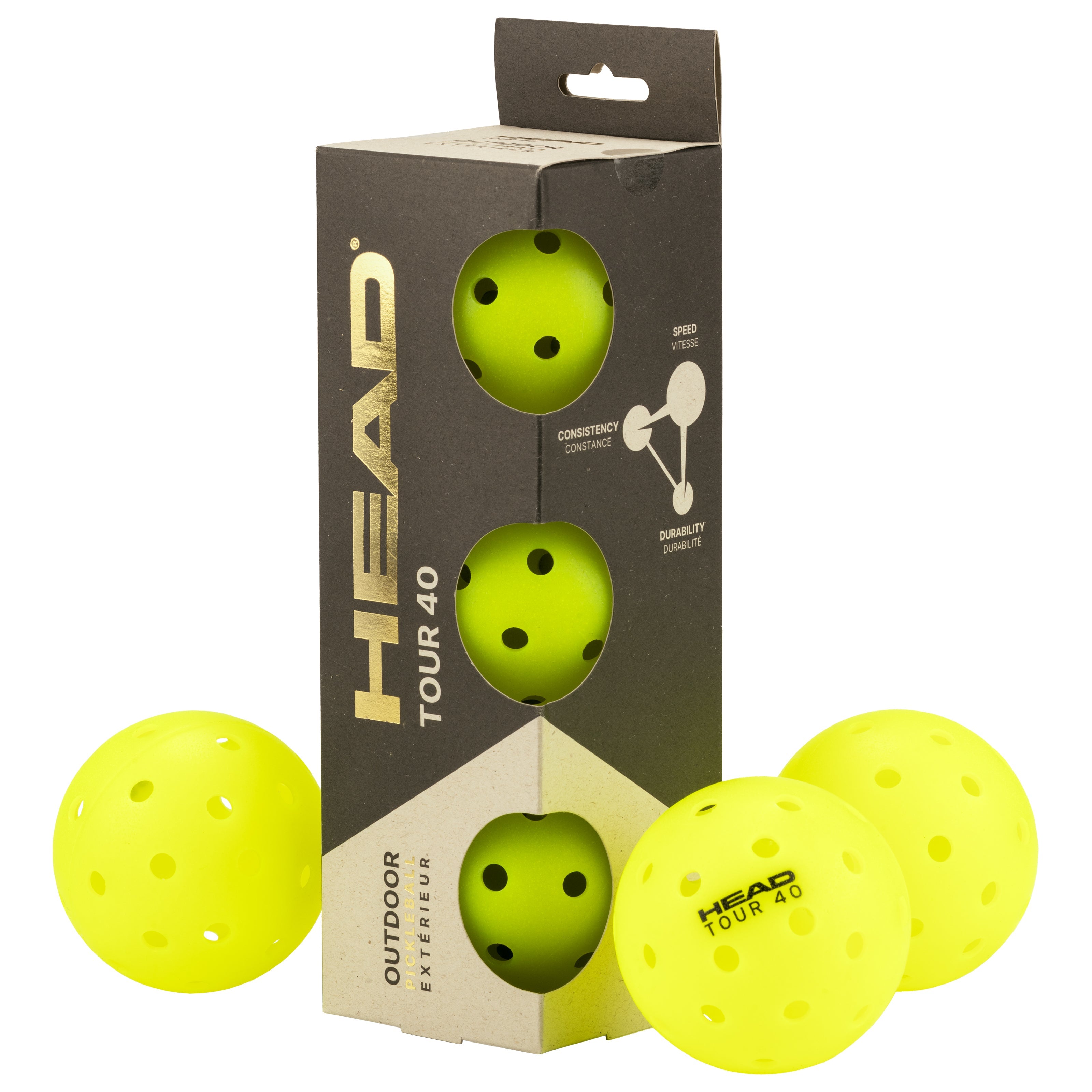 HEAD Tour 40 Outdoor Pickleballs | Tournament-Grade Court Performance