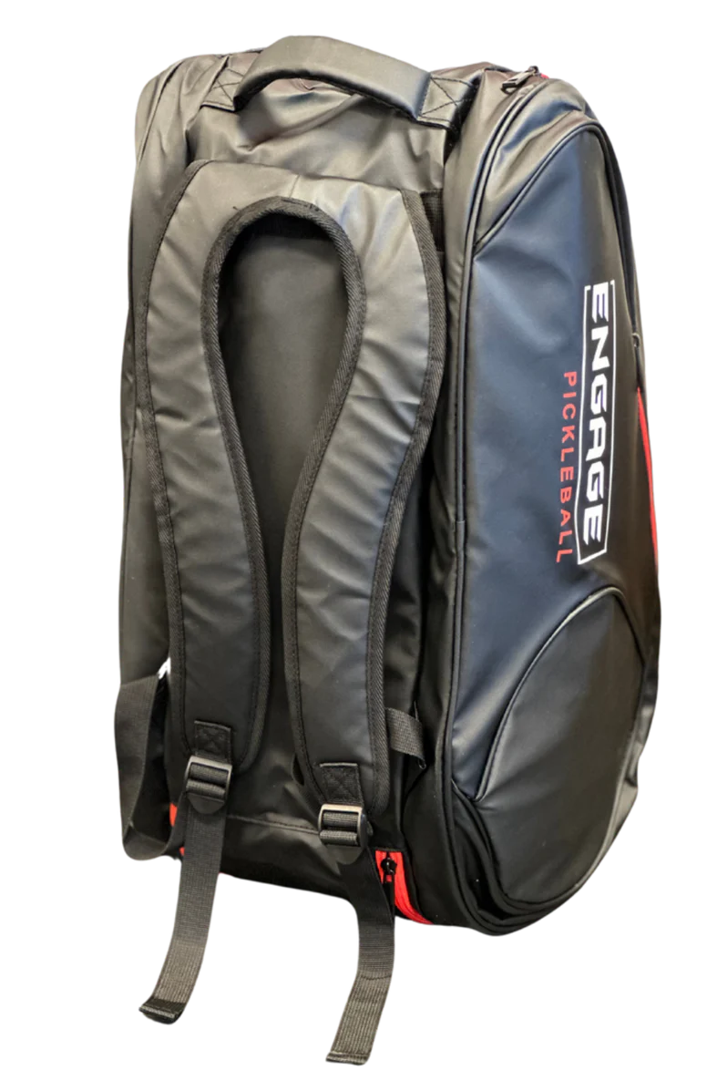 Pickleball Team Bag Backpack: Black with Red Accents