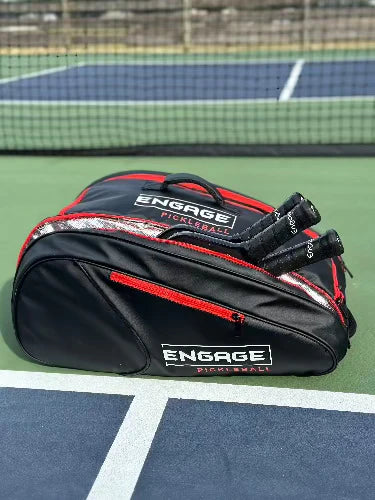 Pickleball Team Bag Backpack: Black with Red Accents