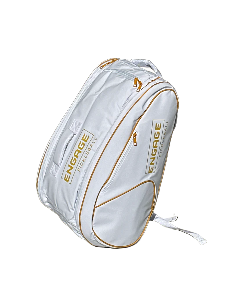 Pickleball Team Bag Backpack: White with Gold Accents