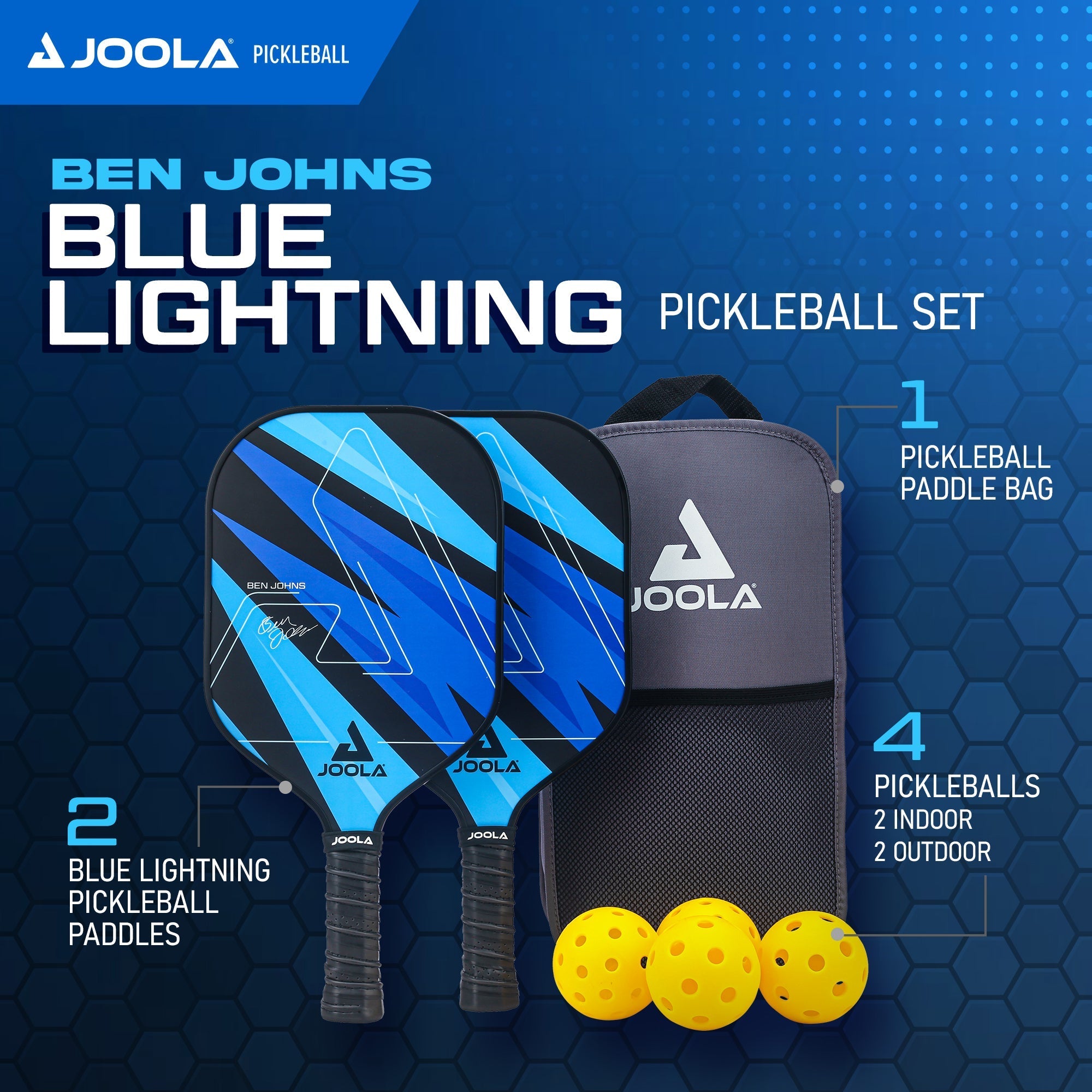 Ben Johns Blue Lightning Pickleball Set