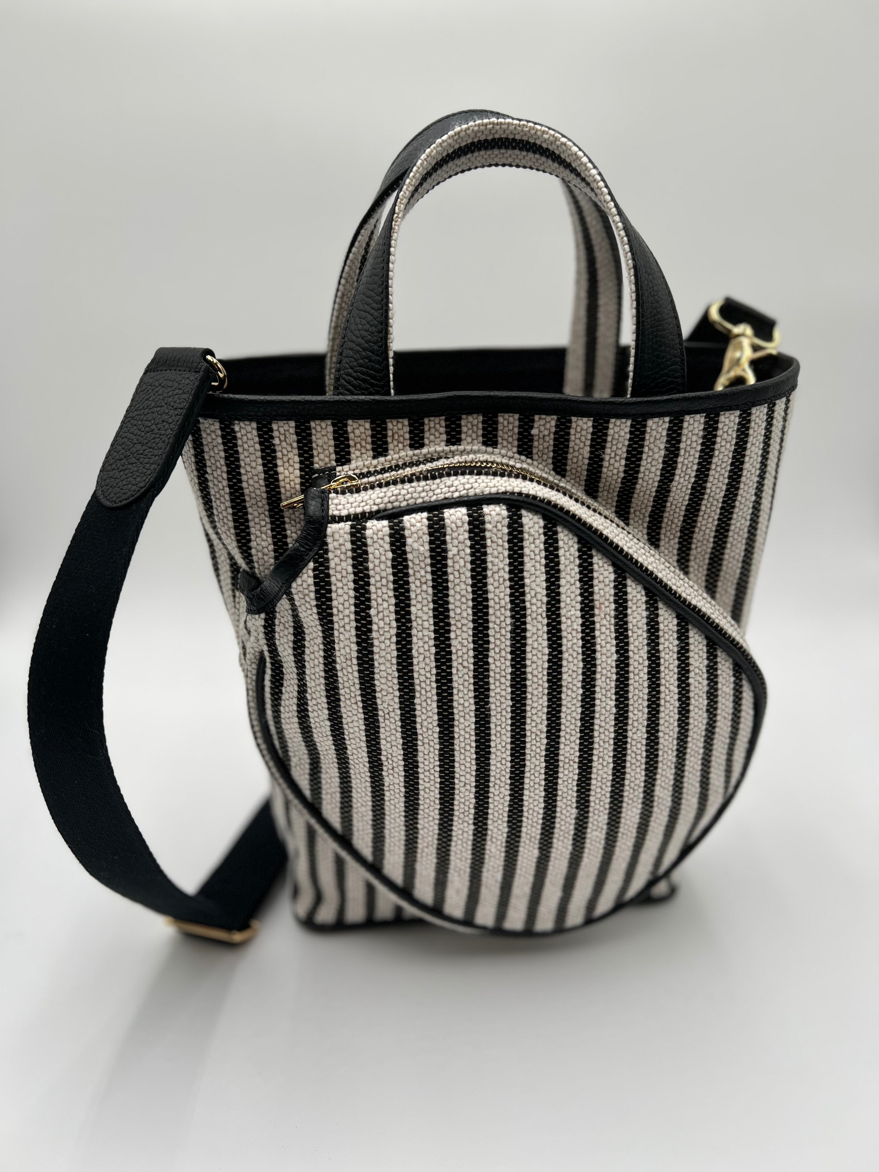 The Alexis Designer Pickleball Bag: Black & White Stripe